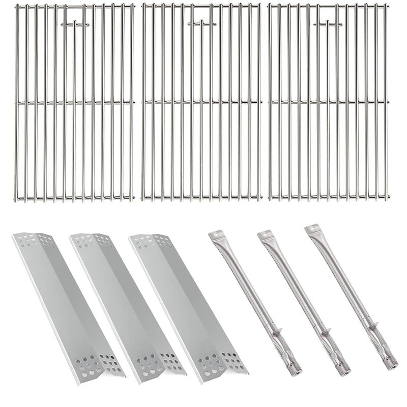 BBQ-PLUS Grill Replacement Parts for Kitchen Aid 2-Burner Gas Grill 720-0819 720-0819A 720-0819CA 720-0819G 720-0819GH 720-0819GL Solid Stainless Steel Cooking Grates Burners Heat Plates