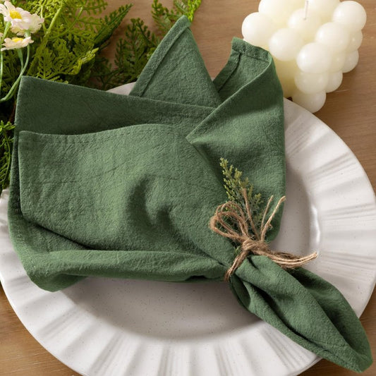 Socomi Cloth Napkins Green Summer Washable Reusable Bulk Linen Cotton Napkins Set of 6 17"x17" for Wedding Party Bridal Baby Shower Birthday Dining Table Decorations