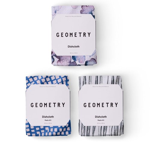 GEOMETRY Kitchen Dish Cloths - Quick Dry Dishcloths for Kitchen - Premium Dish Rags with Geoweave - 3-Pack Set Tiny Petals