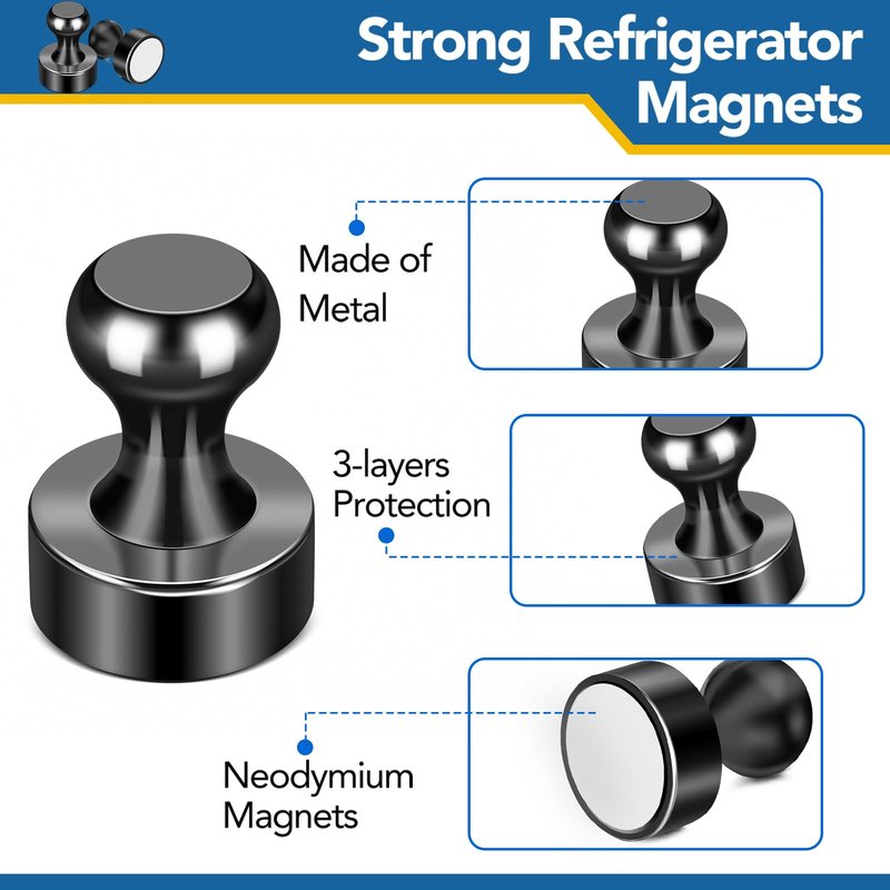 LOVIMAG Fridge Magnets 28Pcs Refrigerator Whiteboard Small Strong Magnet Classroom Kitchen Accessories Decorative Locker Set Decor Must Haves Office Calendar Refrigerador Magnetic Cute Crafts Black