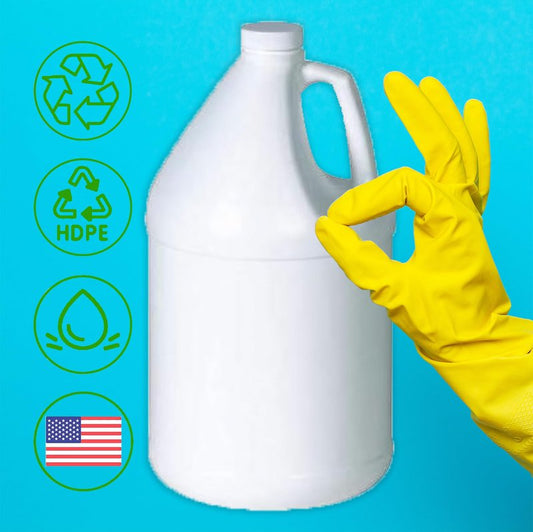 1 Gallon Plastic Jug with Cap – BPA-Free HDPE Bottle for Water, Cleaning Solutions, Fertilizer, Soap and Detergent – Reusable Empty Gallon Container with Handle and Leakproof Lid
