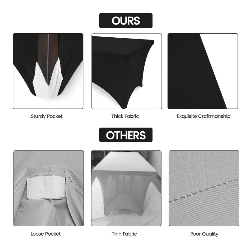 Utopia Kitchen 4FT Spandex Tablecloth [2 Pack, Black] 200 GSM Stretch, Fitted, Washable and Wrinkle Resistant Table Cloth Rectangle Cover for Trade Shows, Wedding, Parties [48Lx30Wx30H Inch]