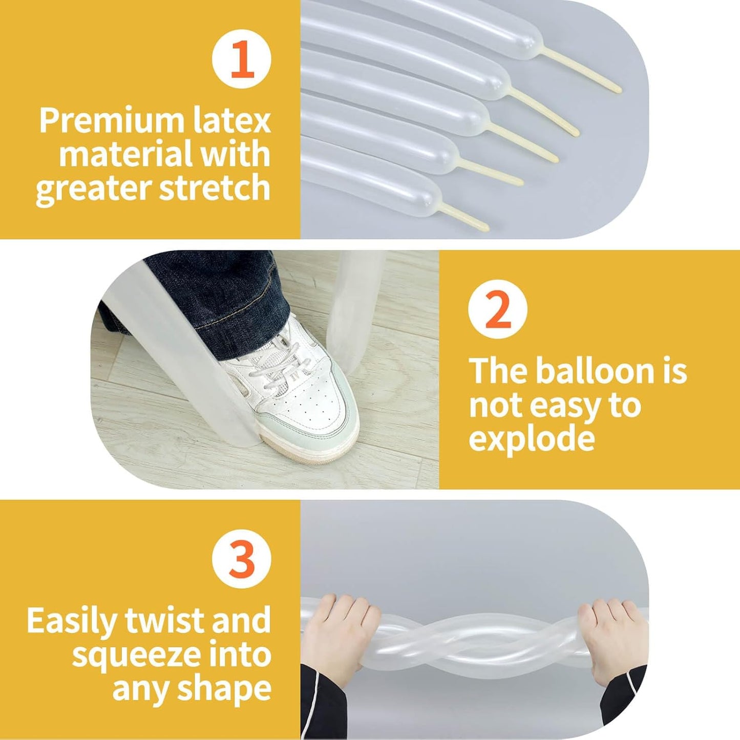 Skiennix 100Pcs Clear 260 Balloons - Long Skinny Balloons for Twisting & Balloon Arches | Party Decorations