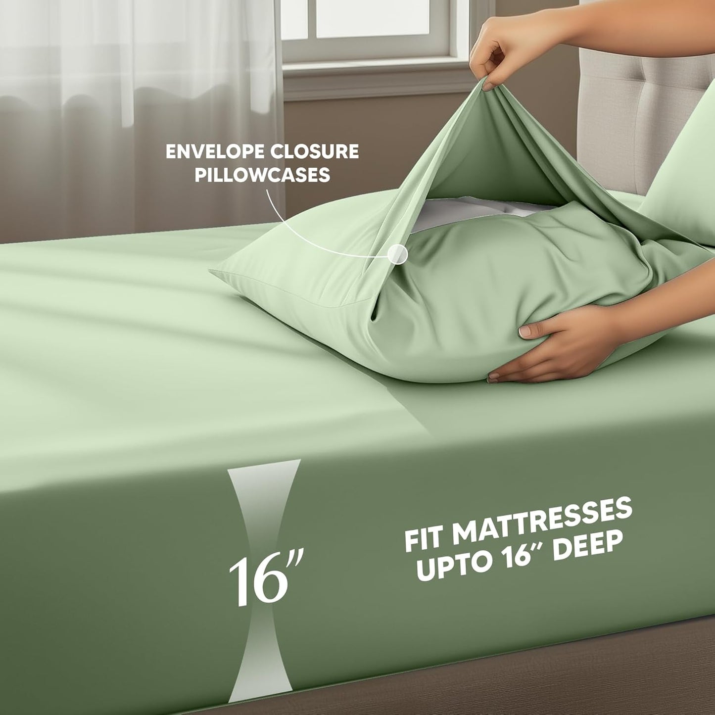 Utopia Bedding Queen Size Sheet Set - Soft, Breathable Microfiber | 4-Piece in Sage, Oeko-Tex Certified