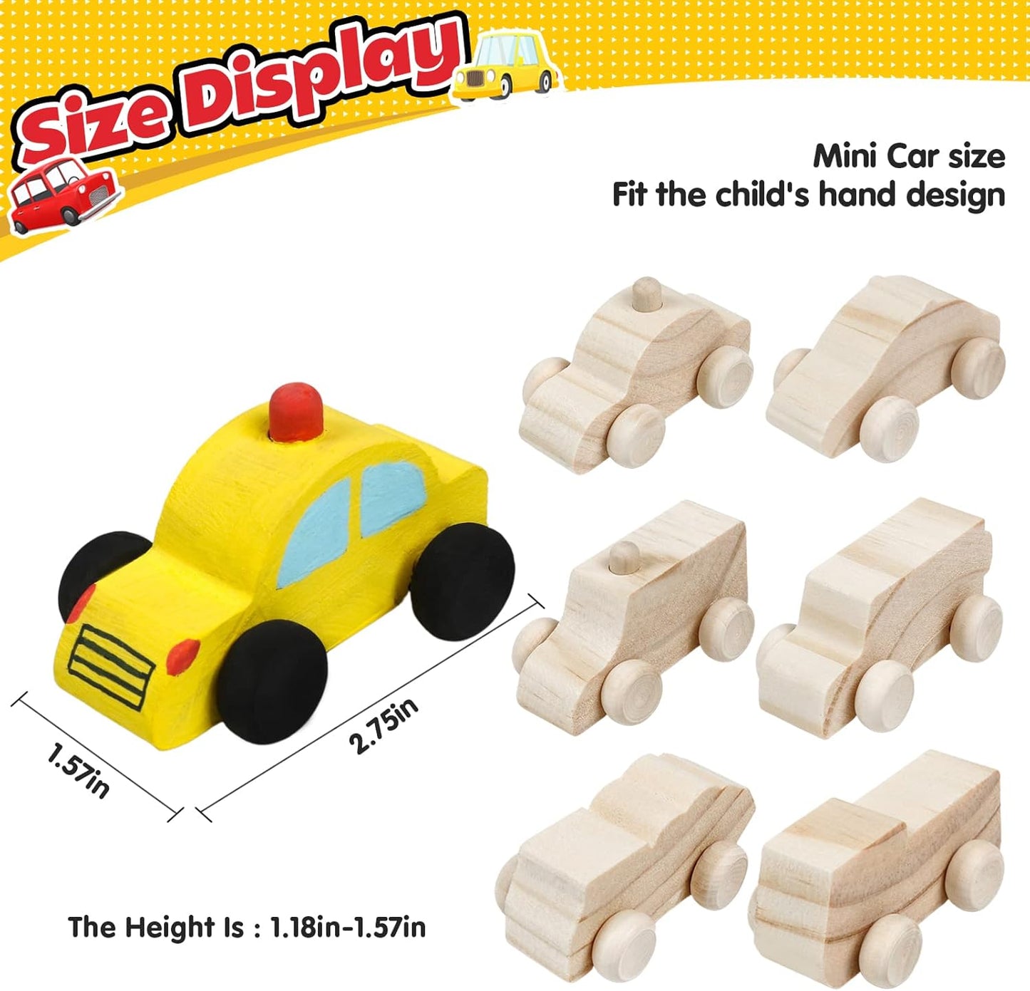 WANTKA Wooden Car Toys DIY Kit - 12 Unfinished Cars for Kids' Arts & Crafts | Easy Woodworking Fun