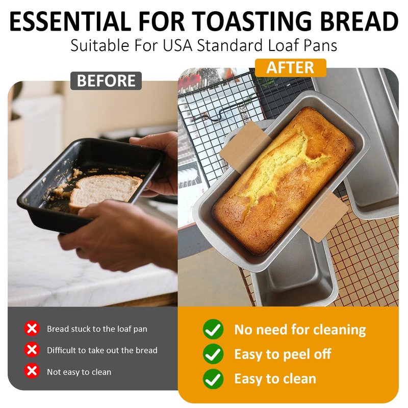 Numola Parchment Paper Loaf Pan Liners, Non-Stick Baking Paper Sheets for 8.5x4.5/ 9x5/10x5 Inch Pans, Double-Sided Unbleached Easy-Release Paper for Banana Bread, Meatloaf, Toast-100 Pack