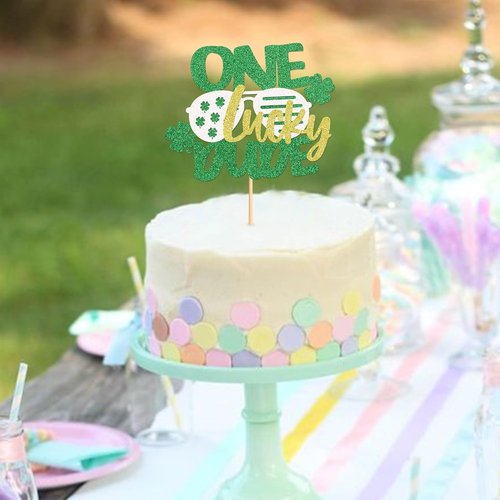 Ercadio St. Patrick's Day Cupcake Toppers - Green Glitter Shamrock Picks for Party Decor
