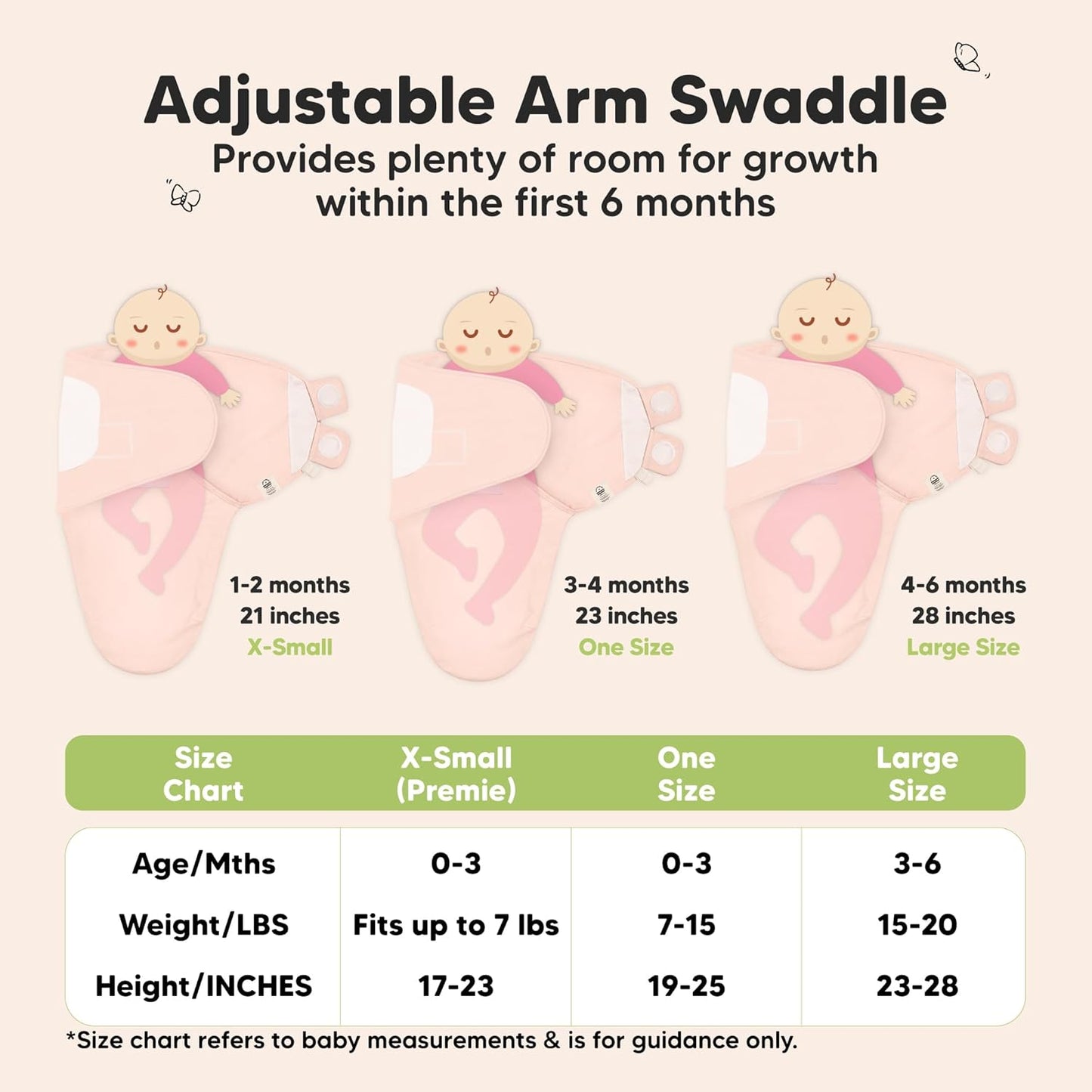 Skiennix Organic Baby Swaddle Sleep Sacks - Soft & Snug for Newborns 3-6 Months | 3-Pack, Angelic Color