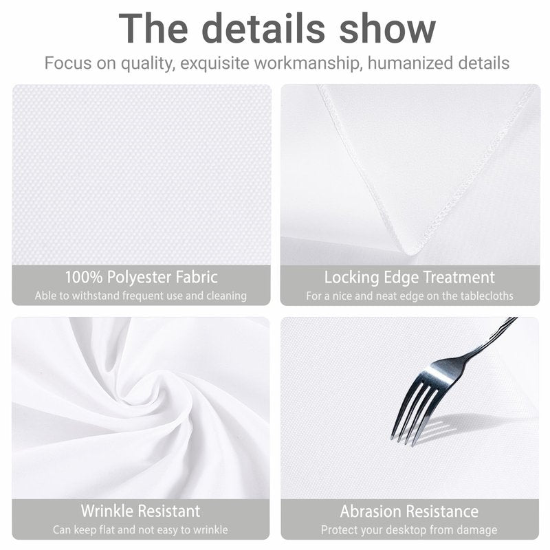 MRJ Polyester Tablecloths for Rectangle Tables 70 X 120 Inch White Washable Table Clothes for Cafe Camping Housewarming