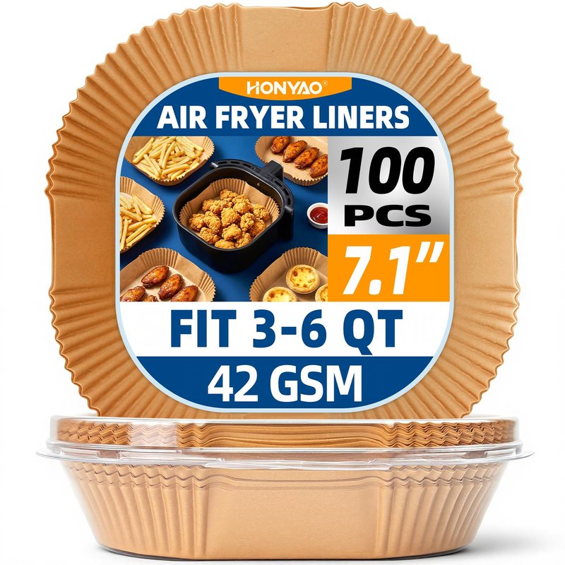 Air Fryer Paper Liners for 4 qt / 5 qt / 6 qt, Thickened Square Disposable Liner Compatible with Ninja/Chefman/Cosori/Instant Pot and other 4q-6qt Airfryer (8.3'' on Top)