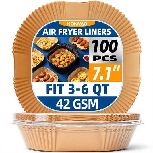 Air Fryer Paper Liners for 4 qt / 5 qt / 6 qt, Thickened Square Disposable Liner Compatible with Ninja/Chefman/Cosori/Instant Pot and other 4q-6qt Airfryer (8.3'' on Top)