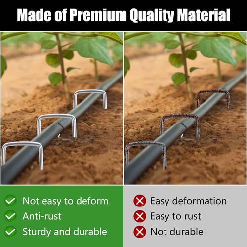 Feed Garden 4-Inch Galvanized Landscape Staples - 50 Pack Anti-Rust Garden Stakes for Weed Barrier Fabric