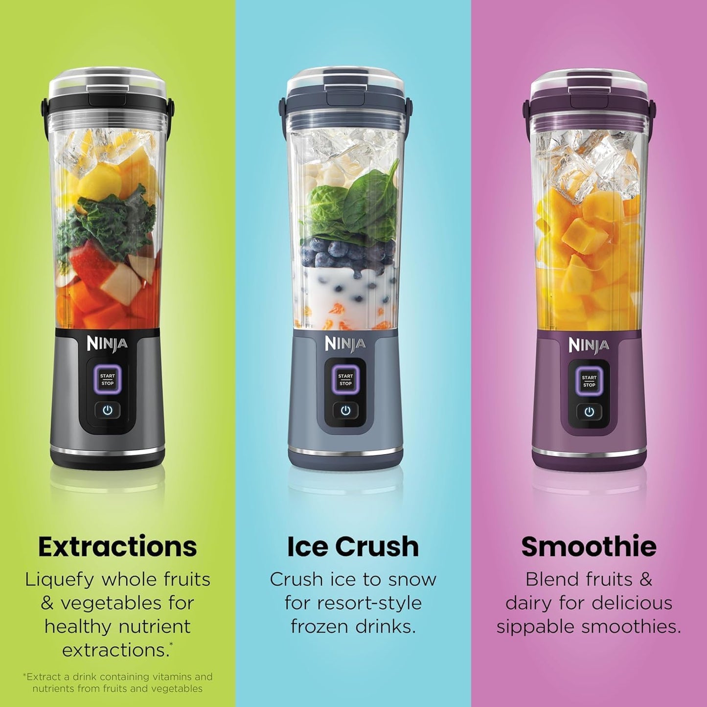 Ninja BC151PR Portable Blender - Cordless 18oz Personal Blender for Smoothies & Shakes | BPA Free, USB-C Rechargeable, Leakproof Lid