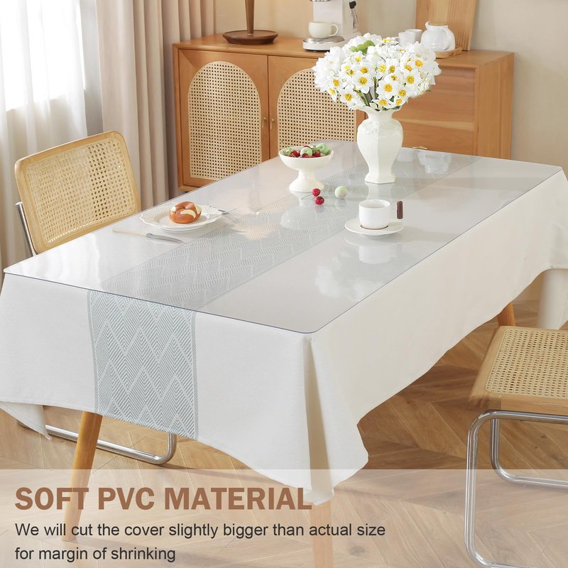 LovePads Clear Table Cover Protector, 36 x 66 Inch 2mm Thick Plastic Table Cover, Table Protector for Dining Room Table, Waterproof Dresser Cover Top for Kitchen, Coffee, Writing Desk
