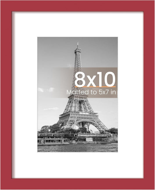 Upsimples 8x10 Picture Frame - Versatile Display for 5x7 or 8x10 Photos | Red, 1 Pack