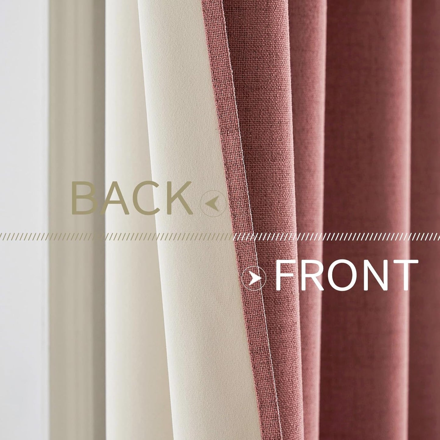 MIULEE Blackout Linen Textured Curtains - Thermal Insulated Dusty Rose Grommet Drapes | 52 x 84 Inch (2 Panels)