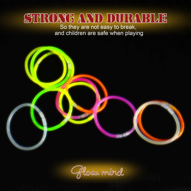 JSronms 500 Ultra Bright Glow sticks,8" Glow Sticks Bulk,Glow Sticks For Kids Bulk Party Pack,Glow in The Dark Party Supplies,Glowsticks Party Favors with Bracelets and Necklaces