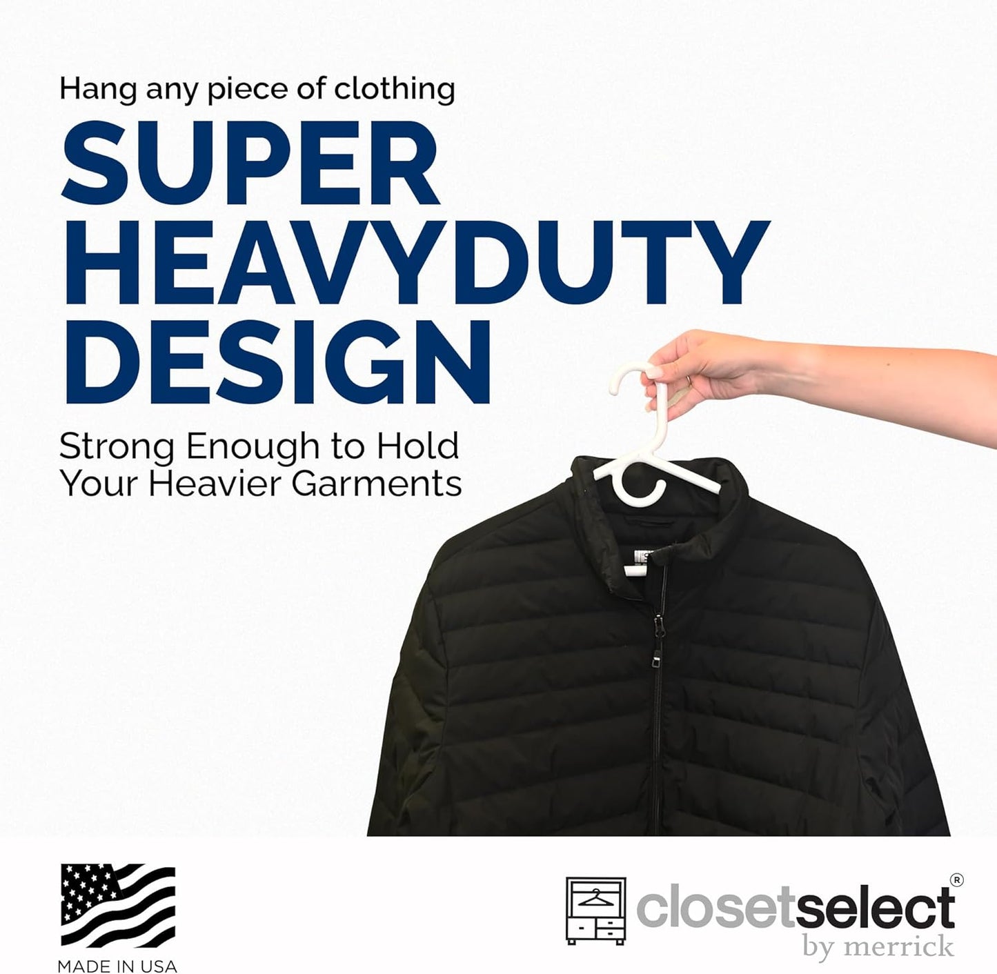Super Heavy Duty Plastic Hangers - Made in USA | 24 Pack of White Heavyweight Hangers