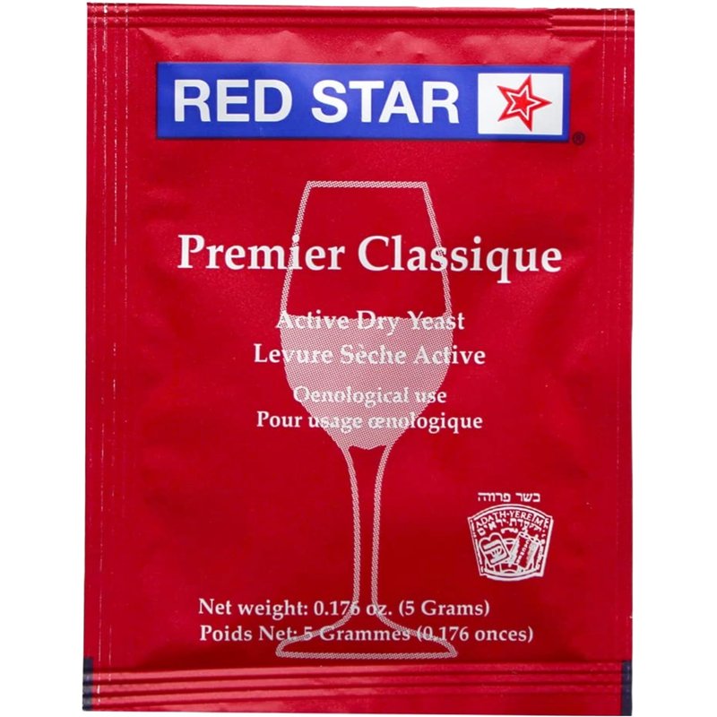 Red Star Premier Classique Wine Yeast (10 Pack) - Great for Making Wine Cider Mead Kombucha at Home - 5 g Sachets - Saccharomyces cerevisiae - Sold by CAPYBARA Distributors Inc.