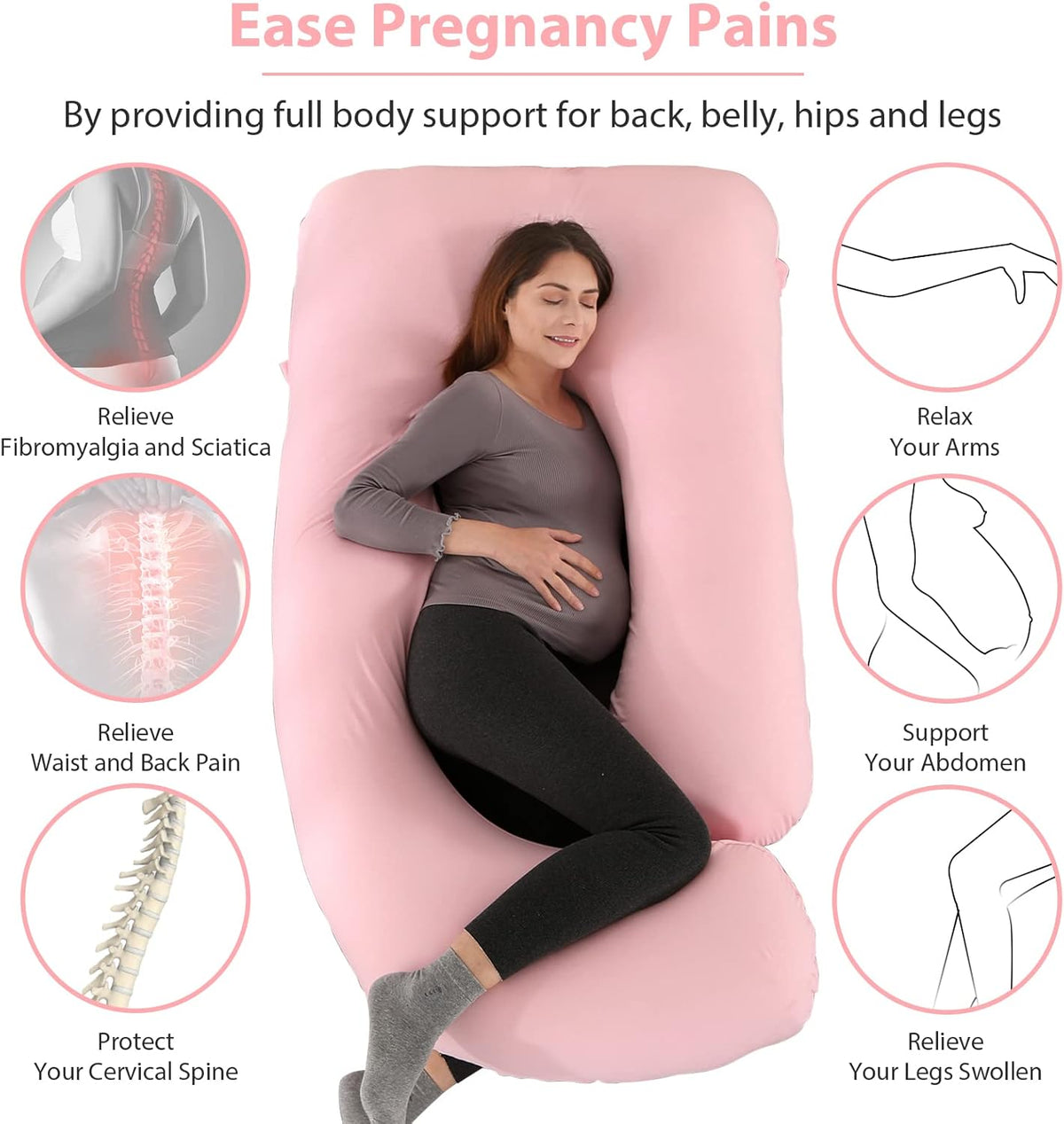 Victostar Pregnancy Pillow - 57-Inch U-Shaped Maternity Pillow for Full Body Support | Removable Cover
