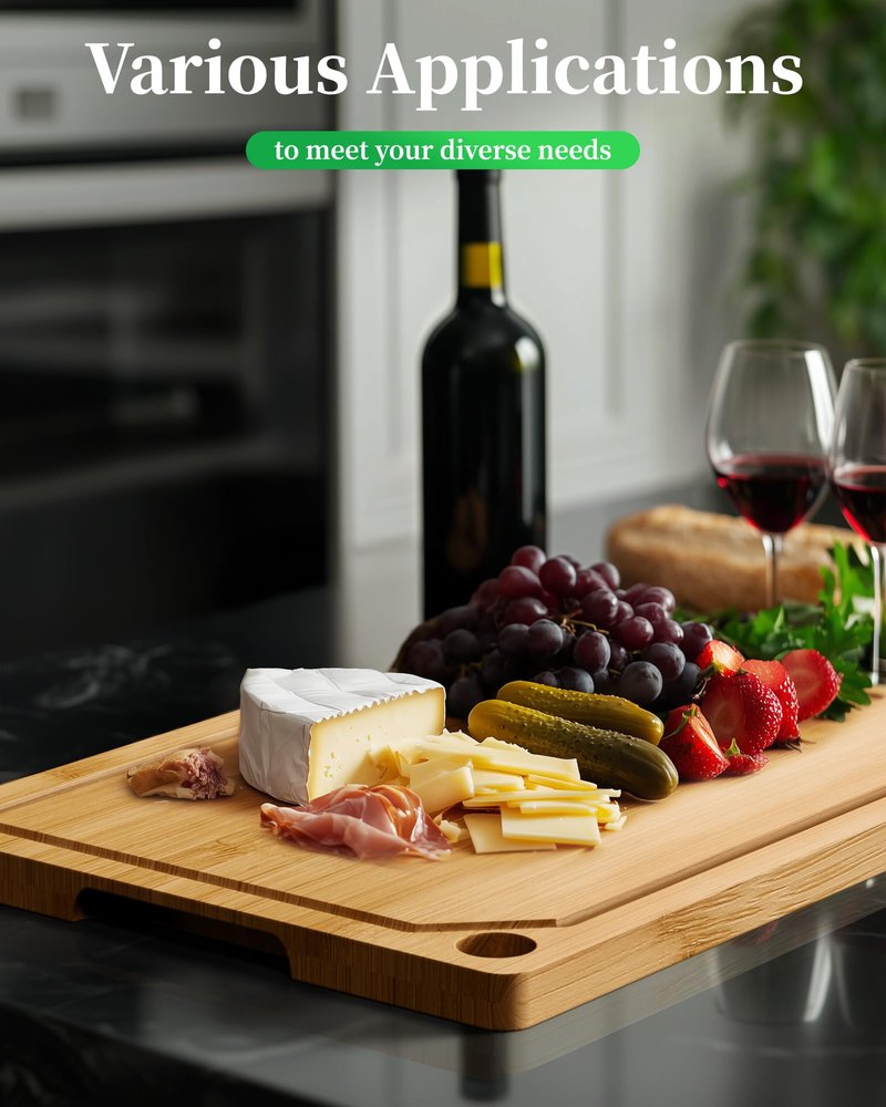 Kitsure Bamboo Cutting Board - Multi-Sizes Wooden Cutting Boards for Kitchen, Convenient Kitchen Essentials with Deep Juice Grooves, Cutting Board for Chopping & Serving, X-Large, Natural