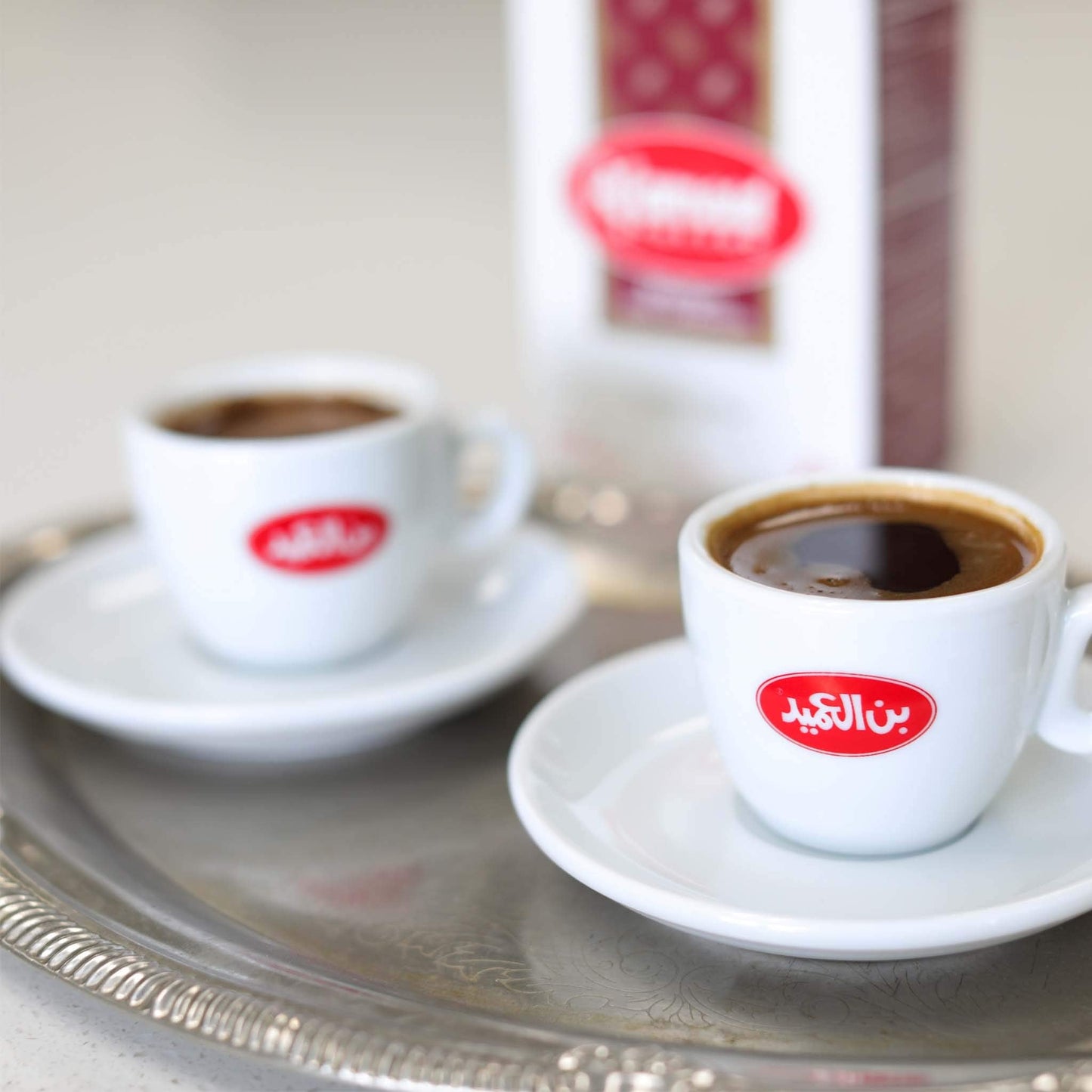 Al Ameed Gourmet Turkish Ground Coffee with Cardamom - 8oz - Authentic 100% Arabica Blend – Medium Roast Beans, Caffeinated – Smooth & Bright Flavor – Fragrant, Aromatic Finish