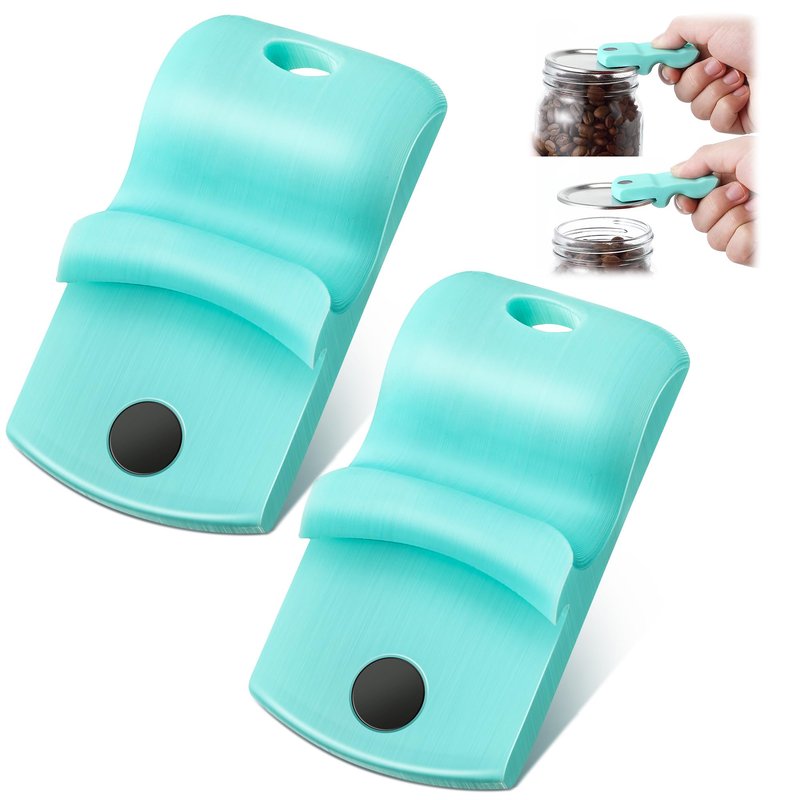 2 Pack Canning Jar Opener with Magnets, Mason Jar Opener For Canning Lids, Regular and Wide Mouth Lids, Powerful Magnet for Easy Refrigerator Storage, Releases Vacuum Seal– Patent Pending (Blue)