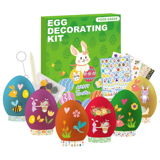 Skiennix Easter Egg Decorating Kit - 6 Non-Toxic Color Dye Tablets with 89 Stickers & 8 Holders | Perfect for DIY Crafts & Parties