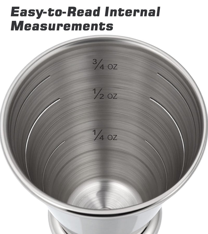 2-Pack Stainless Steel Cocktail Jiggers – Japanese Style Double Measuring Cups for Bartending (1oz/2oz + 0.5oz/1oz)