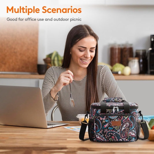 Lifewit Medium Lunch Bag, Insulated Lunch Box, Soft Cooler Cooling Tote for Adult Men Women, Paisley 12-Can (9L)
