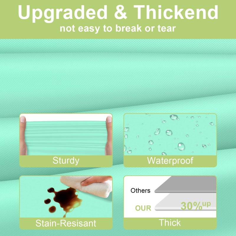 QIKSION Fresh Mint Plastic Table Cloth Disposable 2 Pack, 54 x 108 Inch Tablecloths for Party, Birthday, Rectangle Table Cover