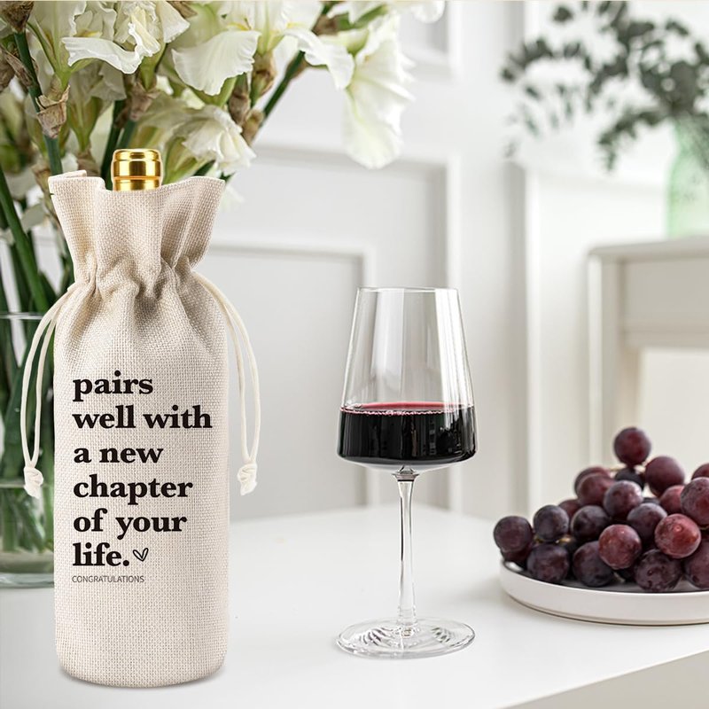 XFW 1 Pcs Funny New Chapter Wine Bag New Beginnings Gifts for Women Men Farewell Gifts for Friends Going Away Gifts for Coworkers Women Men Moving Away Gifts for Friends New Teacher Gifts