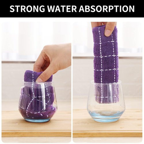 Homaxy 100% Cotton Terry Kitchen Dish Cloths, Ultra Soft and Absorbent Dish Towels for Kitchen, Suitable for Drying and Washing Dishes, 8 Pack, 12 x 12 Inches, Purple
