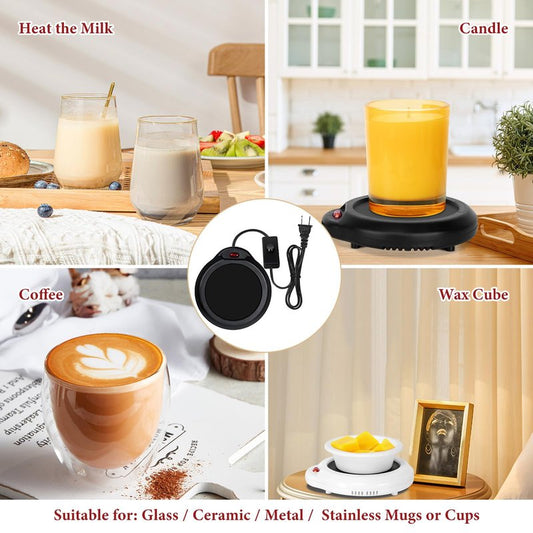 Large Candle Warmer Wax Melter, Warmer Plate for Candle Jar, Wax Cubes Melter, Warmer Plate, Electric Coffee Mug Warmer, Tea or Various Beverages Warmer, for Home, Office Desk, etc, Best Gift(Black)