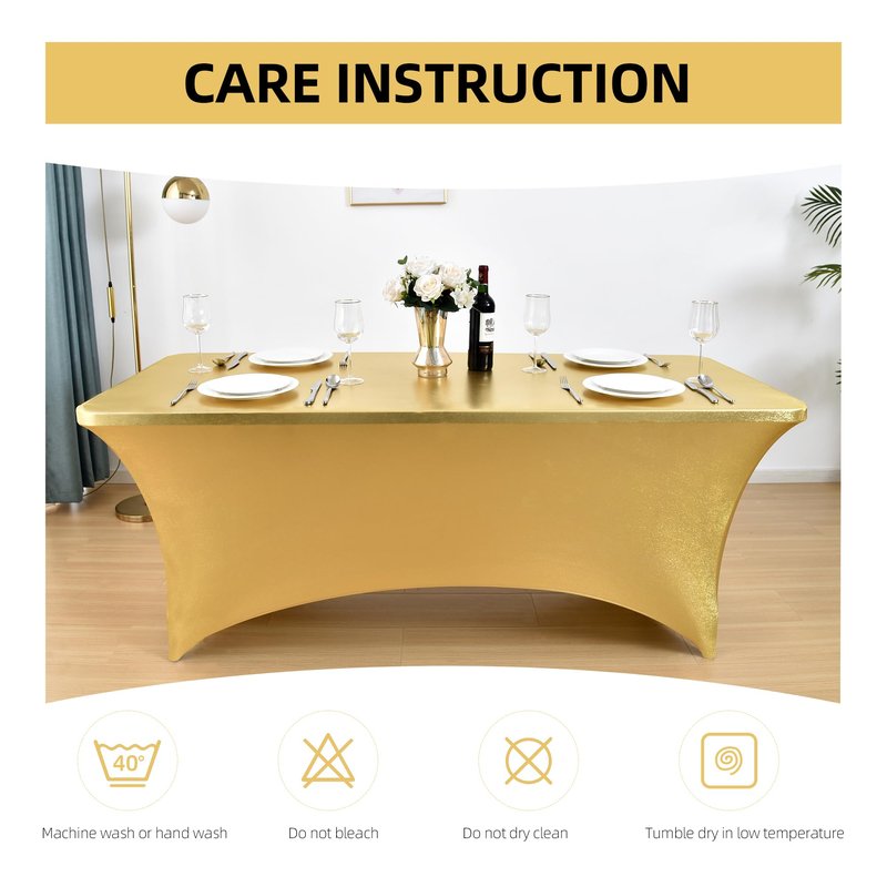 ZarzaaSik 6-Pack 4ft Spandex Table Covers for Rectangular Folding Tables - Wrinkle Resistant Stretch Tight Table Cloths - Ultimate Fitted Table Protector for Parties, Trade Shows, and Wedding