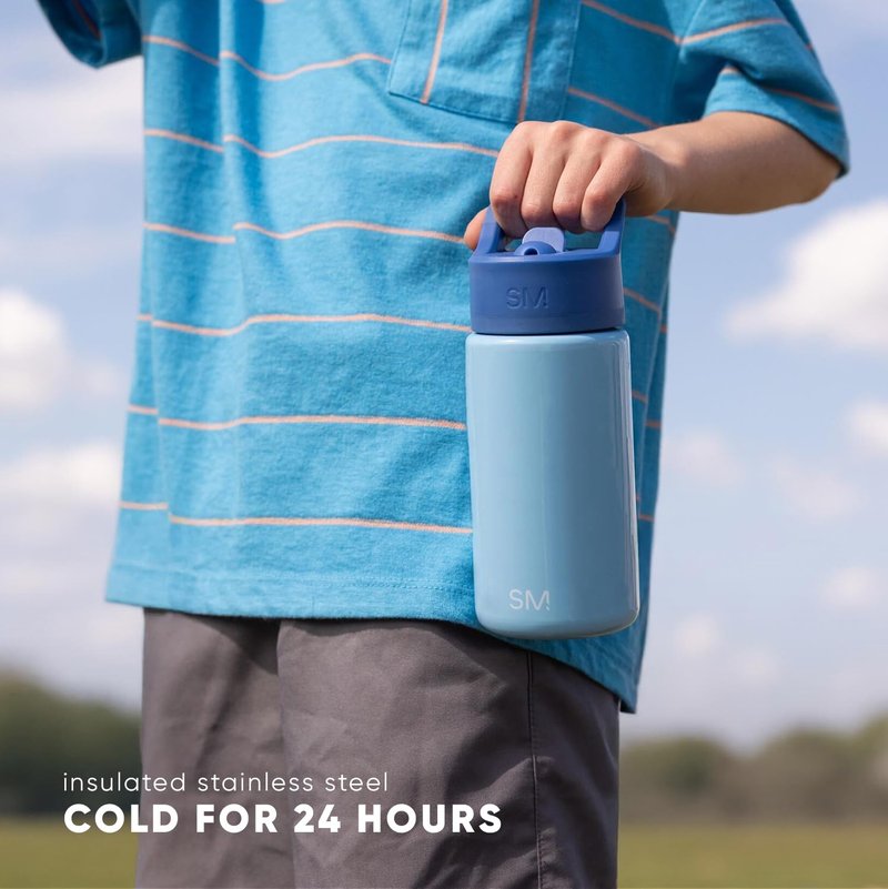 Simple Modern Kids Summit Water Bottle with Straw Lid | 14oz Stainless Steel Cup Insulated Tumbler for Toddlers, Girls, School | Bows