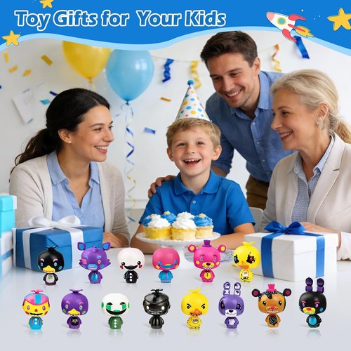 Freddy's 24-Piece Action Figure Set - Collectible Dolls for Five Nights at Freddy's | Perfect Birthday Party Cake Toppers