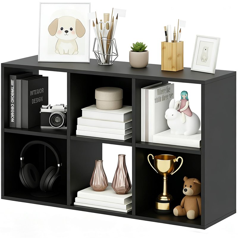 9-Cube Storage Organizer, White Bookshelf with Open Compartments for Home Office, Modern Bookcase Display Shelf for Living Room, Bedroom & Entryway