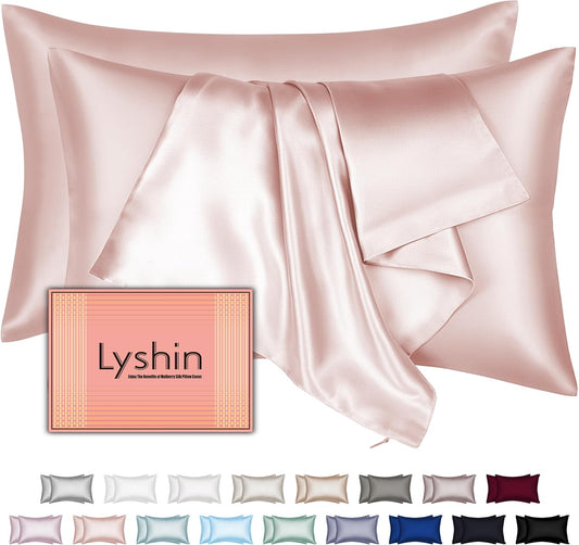 Mulberry Silk Pillowcases by Skiennix - Standard Size, Hidden Zipper for Hair & Skin Care | Coral Pink Set of 2