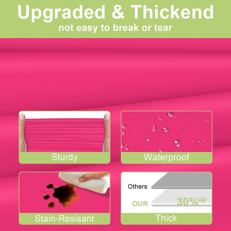 QIKSION Hot Pink Plastic Table Cloth Disposable 2 Pack, 54 x 108 Inch Tablecloths for Birthday Party, Valentines, Mothers Day Decorations, Rectangle Table Cover