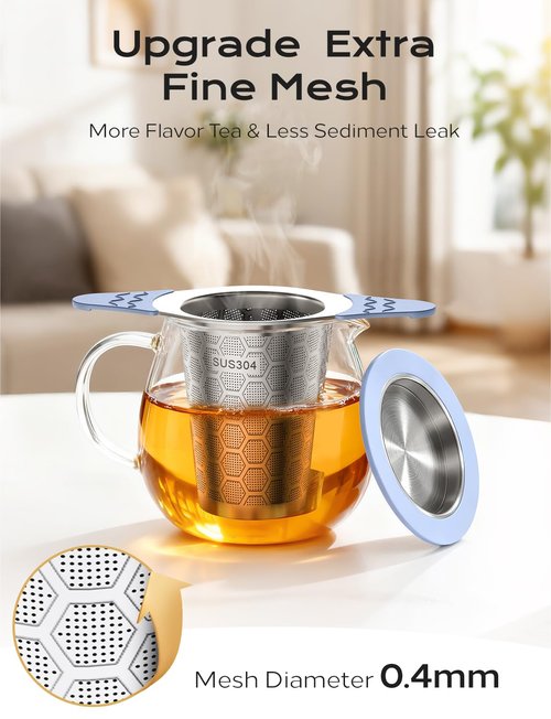 CTIANWXY Tea Infuser for Loose Leaf Tea,Stainless Steel Tea Infuser with Heat Proof Silicone Handles,Extra Fine Mesh Tea Strainers Filter Fine Tea Leaves Effectively,Fits TeaPots/Mugs