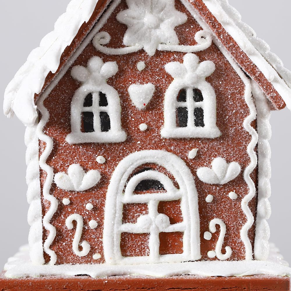 Regine Switzerland Gingerbread House Christmas Decoration - LED Light Clay Dough Design for Holiday Tabletop