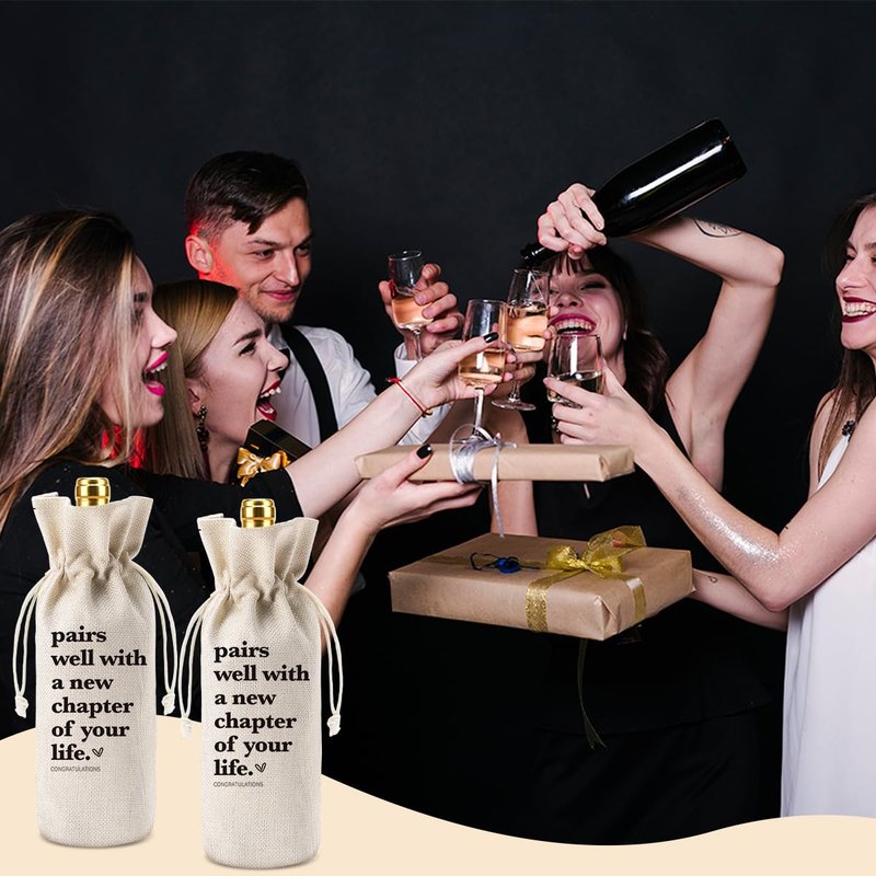 XFW 1 Pcs Funny New Chapter Wine Bag New Beginnings Gifts for Women Men Farewell Gifts for Friends Going Away Gifts for Coworkers Women Men Moving Away Gifts for Friends New Teacher Gifts