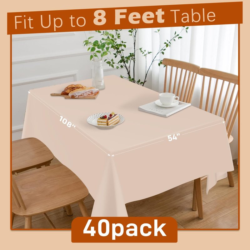 Kongdaoth 40 Pack Red Plastic Tablecloth Disposable Tablecloths 54"x 108" Rectangle Plastic Table Cover Disposable Table Cloth for Party