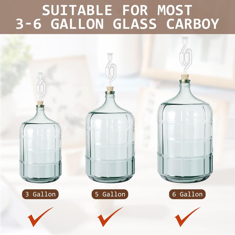 Ziliny 3 Pcs Drilled Fermentation Corks for Most 3 5 6 Gallon Glass Carboy Tapered Corks for Bubble Airlock Wood Stopper Bungs for Home Brewing Wine, Not Include Airlock, 1 x 1.5 x 1.6 inches