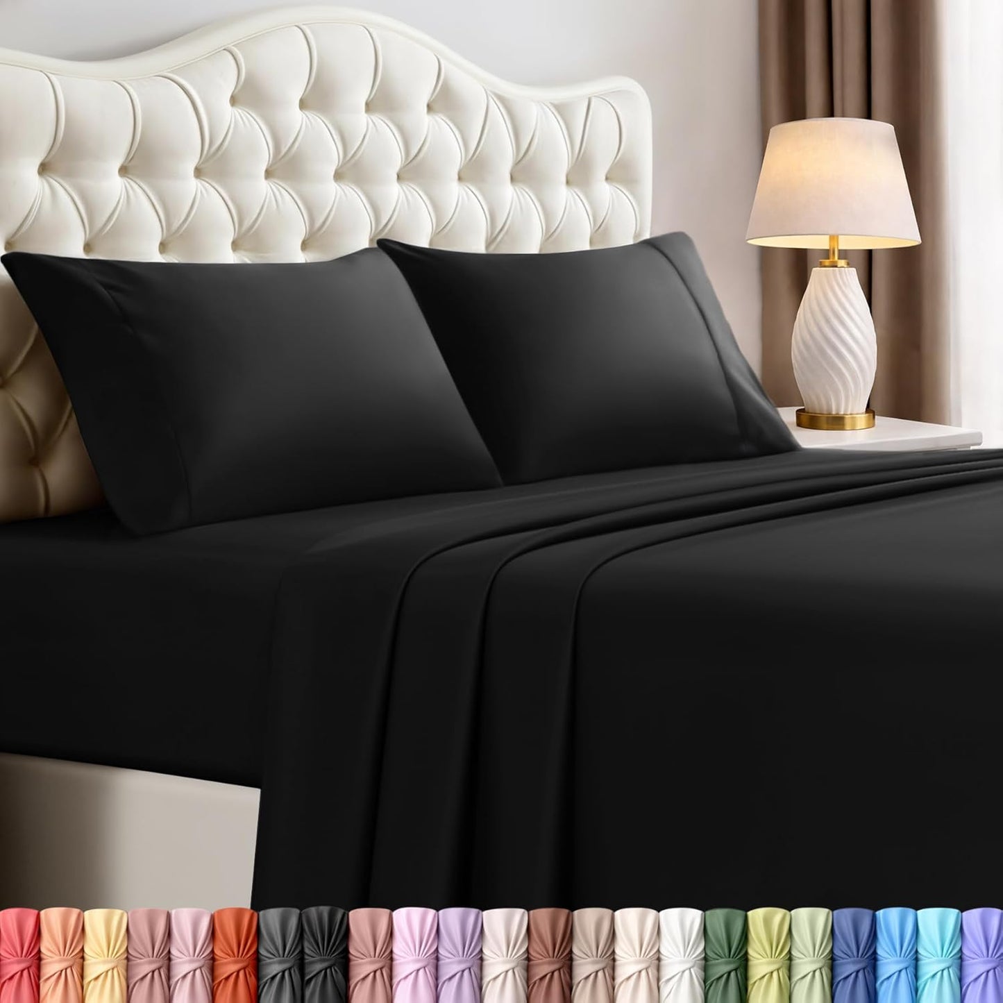 Utopia Bedding Full Sheet Set - Soft & Breathable 4-Piece Microfiber Bed Sheets for Full Size Bed | Black