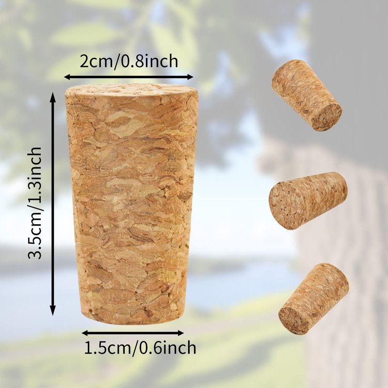 120 Natural Soft Wood Corks, Tapered Cork Wooden Beer Bottle Stopper for Wine Making Craft, Leakproof