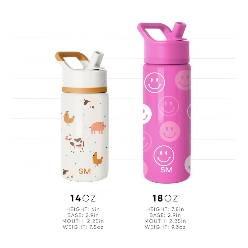 Simple Modern Kids Summit Water Bottle with Straw Lid | 14oz Stainless Steel Cup Insulated Tumbler for Toddlers, Girls, School | Bows
