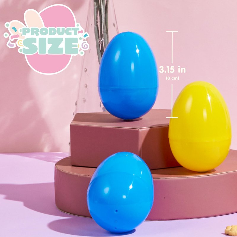 JOYIN 3.15" Easter Eggs, Fillable Plastic Eggs Empty Colorful Bright Eggshells with Hinge for Easter Hunt, Filling Treats, Party Favor, Basket Stuffers, Classroom Prize Supplies, 18PCS