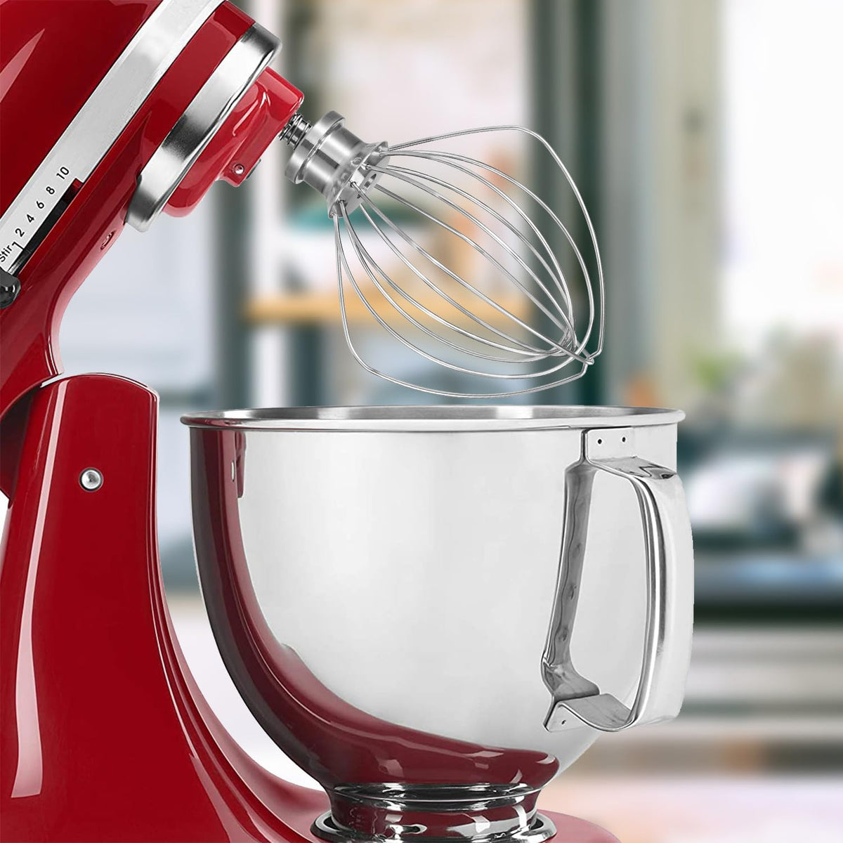 K45WW Dishwasher Safe Whisk Attachment Fits 4.5 Quart and 5 QT KitchenAid Tilt-Head Stand Mixer Stainless Steel 6 Wires Whip for Egg Heavy Cream Beater, Cakes Mayonnaise